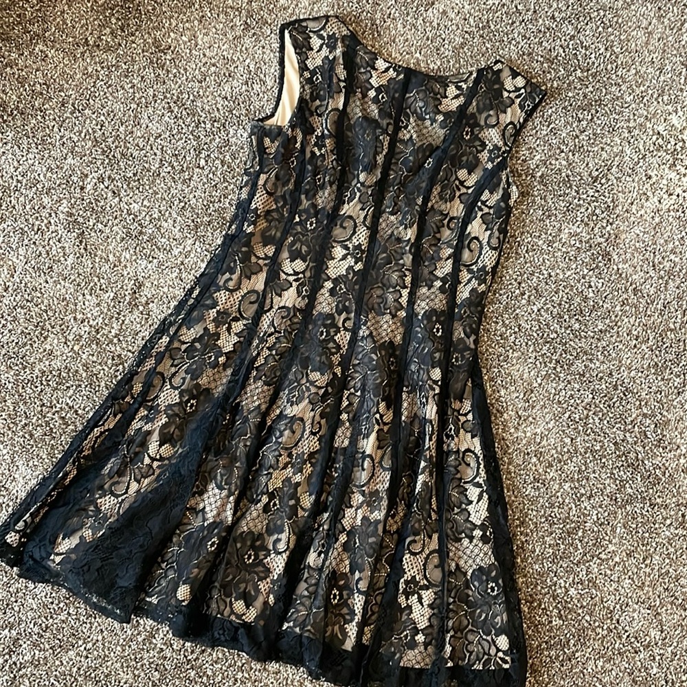 Dress Barn Black and tan lace dress size 12.
